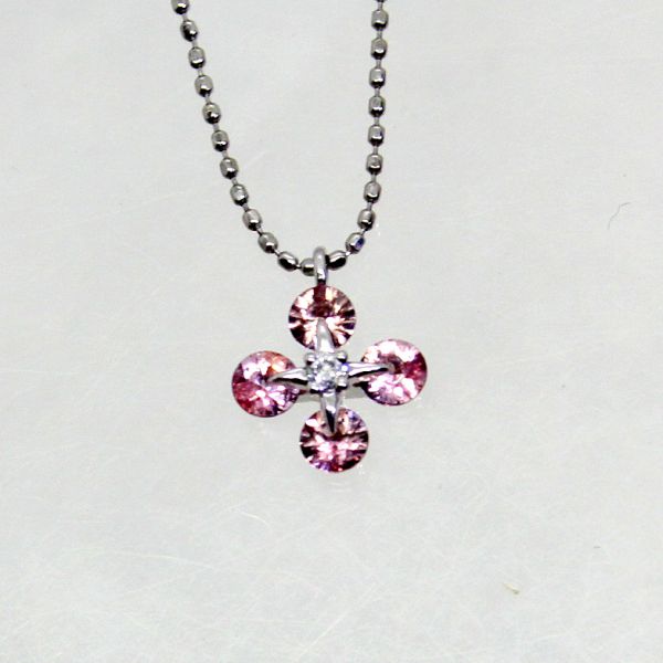 【中古】　プラチナ　パパラチアサファイア　0.50ｃｔ　ダイヤ　ペンダント付ネックレス