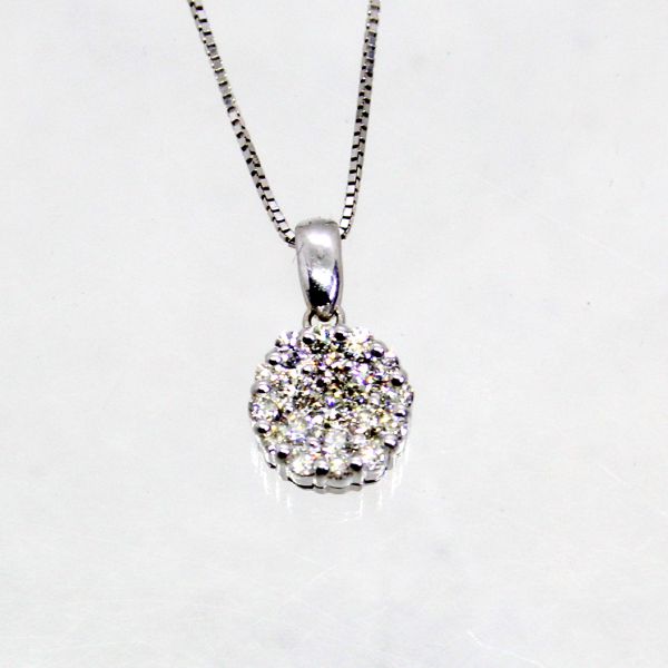 【中古】　１８金ＷＧ　ダイヤ　0.50ｃｔ　ペンダント付ネックレス