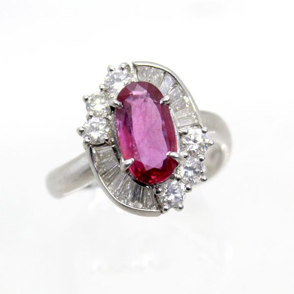 【中古】　プラチナ　ルビー　1.62ｃｔ　ダイヤ　0.76ｃｔ　リング　11号