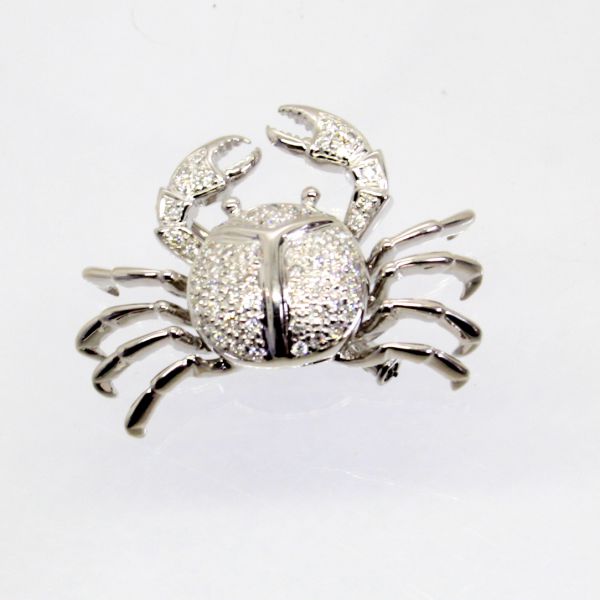 【中古】　１８金ＷＧ　ダイヤ　0.80ｃｔ　蟹デザイン　ブローチ兼ペンダント