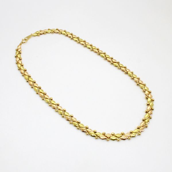【中古】 １８金YG,PG ツーカラー 青写真首飾り