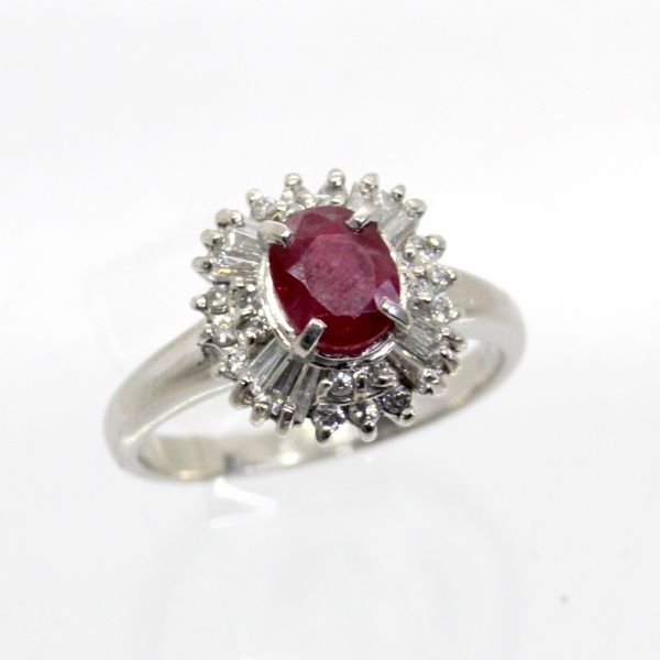 【中古】　プラチナ　ルビー　1.00ｃｔ　ダイヤ　0.40ｃｔ　リング　11号