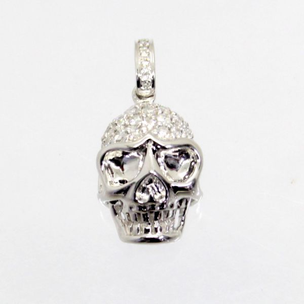 【中古】　１８金ＷＧ　ダイヤ　0.62ｃｔ　スカルデザイン　ペンダント 70,400円