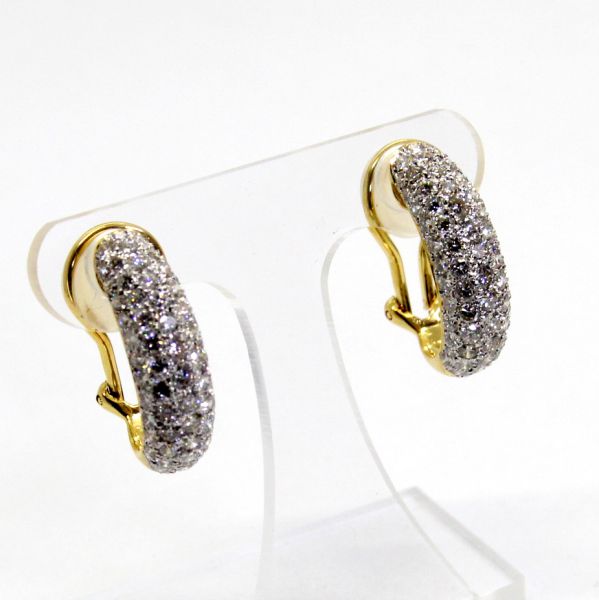 【中古】　１８金YG,WG　ダイヤ　3.00ｃｔ　ピアス