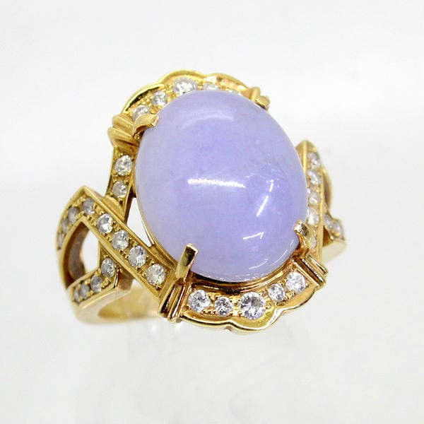 【中古】 １８金　ラベンダーヒスイ　ダイヤ　0.76ct　リング　16.5号｜Discount Store ANDOUSHOUJI