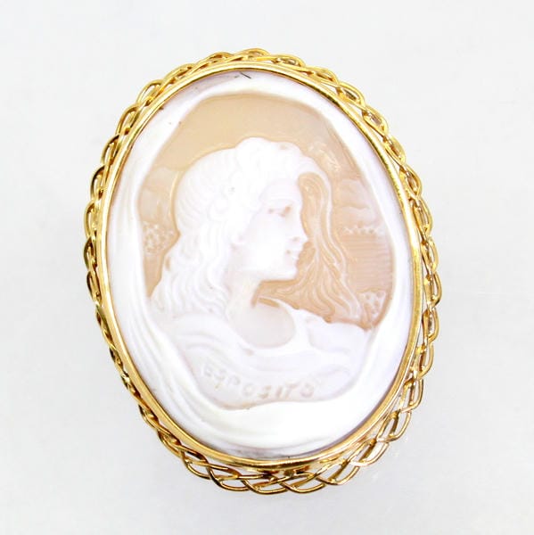 楽天市場】【中古】 18金枠 シェルカメオ ブローチ兼ペンダント