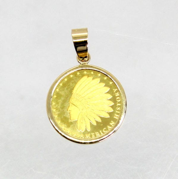 スターホース ペンダントヘッド 1/25オンス 純金メダル & K18フレーム スターホース ペンダントヘッド 1/25オンス 純金メダル & K18フレーム