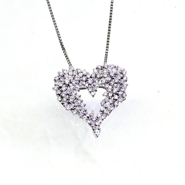 【中古】　プラチナ　ダイヤ　1.58ct　ハートデザイン　ペンダント付ネックレス｜Discount Store ANDOUSHOUJI