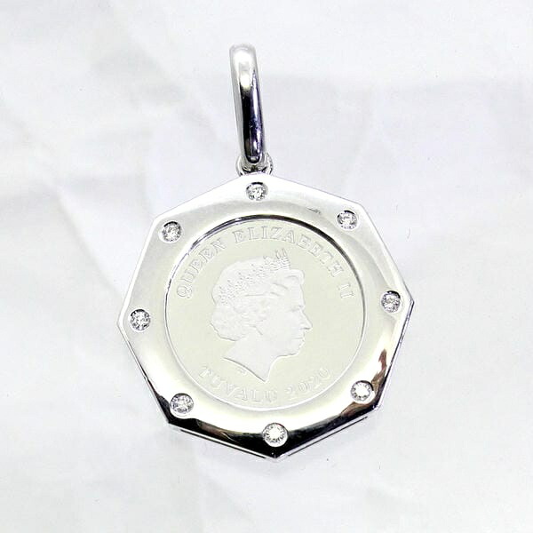 【中古】　プラチナ枠　ダイヤ　0.10ct　10分の1オンス　純プラチナコイン　ペンダント