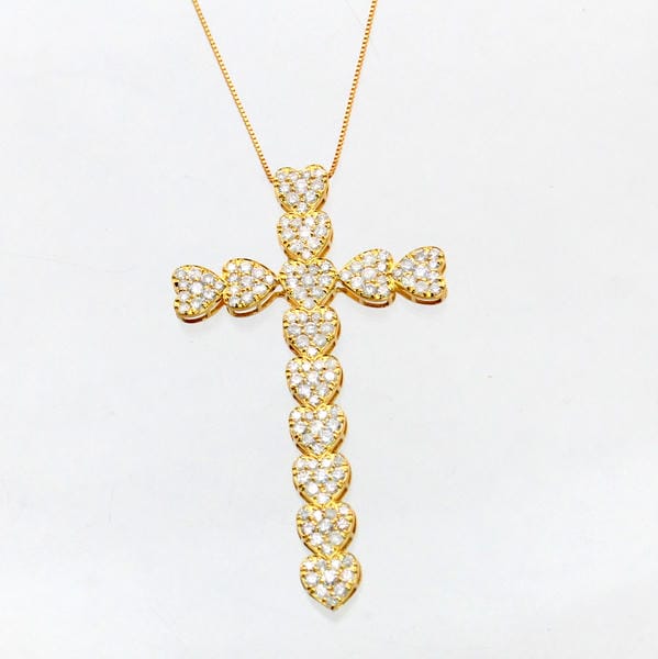 【中古】　１８金　ダイヤ　2.00ct　ハートクロスペンダント付ネックレス 107,250円