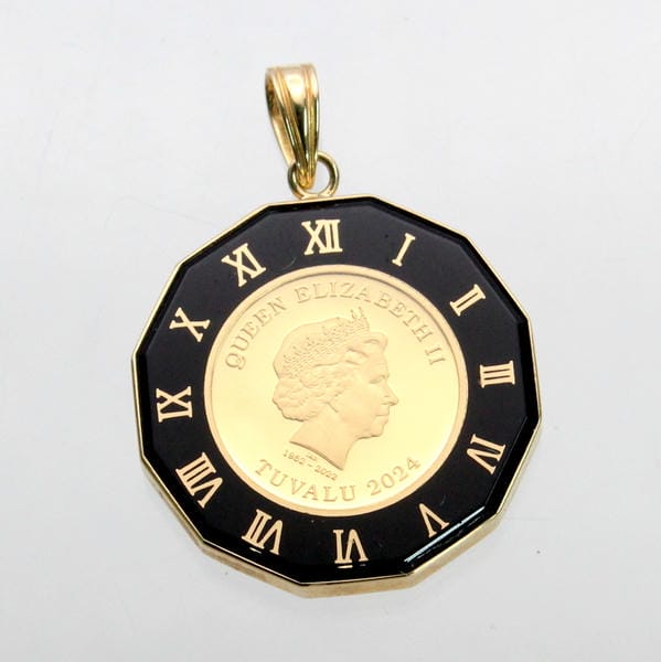【中古】　１８金枠　25分の1オンス　純金コイン　ペンダント