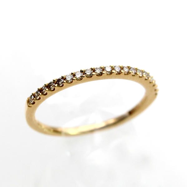 【中古】　１８金　ダイヤ　0.13ct　ハーフエタニティリング　8.5号