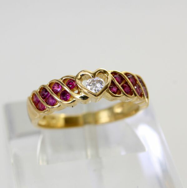 【中古】１８金　ルビー　ダイヤ　リング 　9号｜Discount Store ANDOUSHOUJI