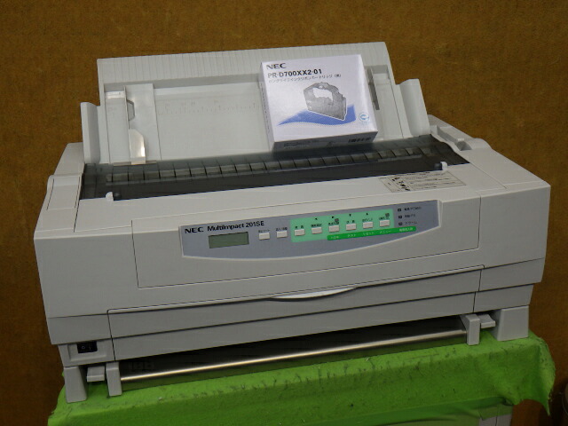 【中古】☆現行機☆ NEC MultiImpact 201SE ラウンド型ドットプリンタ パラレル接続対応 複写伝票（宅配便伝票等）にどうぞ フロントトラクタフィーダ付き ◎新品純正インクリボン付き [b15756]