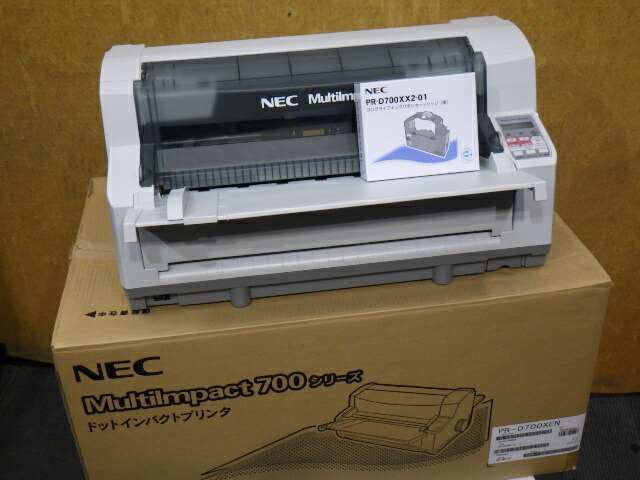 【中古】◎現行機◎ NEC MultiImpact 700XEN 水平型ドットプリンタ ＬＡＮ／パラレル接続対応 前後トレイ付き 純正インクリボン(新品)付き 複写伝票（マニフェスト伝票、統一伝票、宅配便伝票等）にどうぞ [b15825]