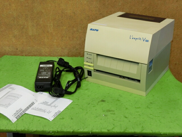 【中古】▼こんがり色やけ特価▲ SATO レスプリ T408v-exCUT USB／ローカルエリアネットワーク/RS-232C BARCODE PRINTER セルフ取り調べる印字＆とり捨てる突きとめる済み ACアダプター付き添い人 [B14801]