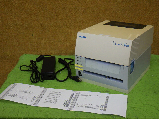 【中古】▼こんがり色やけ特価▲ SATO レスプリ R408v-exSTD USB／LAN/RS-232C BARCODE PRINTER セルフテスト印字確認済み ACアダプタ付き [B16066]｜青空商事
