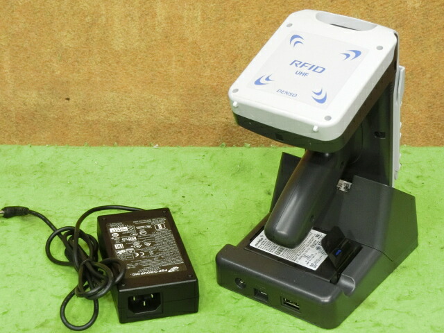 【中古】DENSO SP1-QUBi  RF Tag Handy Scanner ◎申し受ける器(CU-SP1A) +ACアダプター付き添い人 〇貯え蓄電池付き添い人(おまけ) ▼現況品 通電突きとめるのみ [B15263]