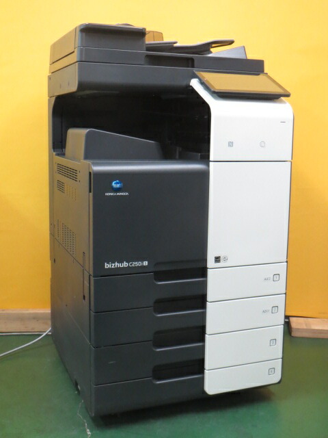 【中古物真似機】★ほぼ未当て嵌める品★KONICAMINOLTA A3 色合い結びあわせる機 bizhub C250iS ◆ 物真似・FAX・印刷工・スキャナー・4段テープ◎ 色合い物真似機 【大型商いもの・代引っ張ること不可】［b15658］