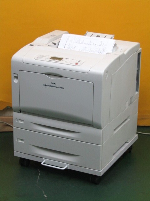 【大型商品/中古】使用少6842枚 NEC Color MultiWriter 9110C2 ( PR-L9110C2 ) A3 カラーレーザープリンタ 2段給紙 純正平台車付 両面印刷対応 品薄型番 [B15636]