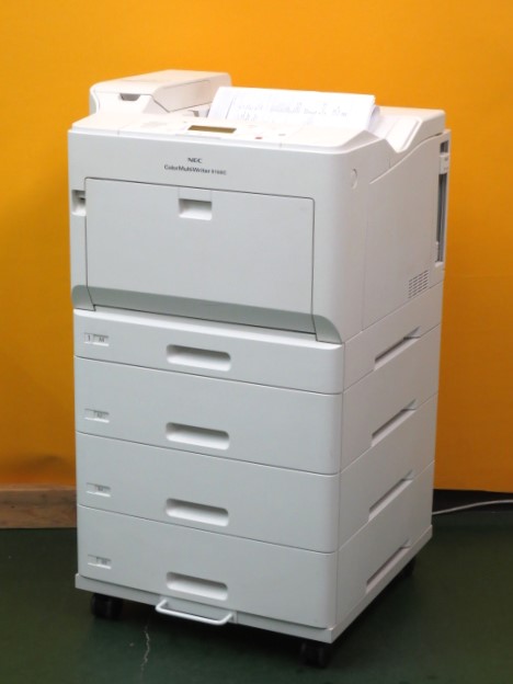 【大型商いもの/中古】当て嵌める12048枚 NEC Color MultiWriter 9160C ★Wi-Fi A3 色つやレーザ印刷人 ( PR-L9160C ) 4段給紙 専用キャスター台 準付け届け機 本体 [B15995]