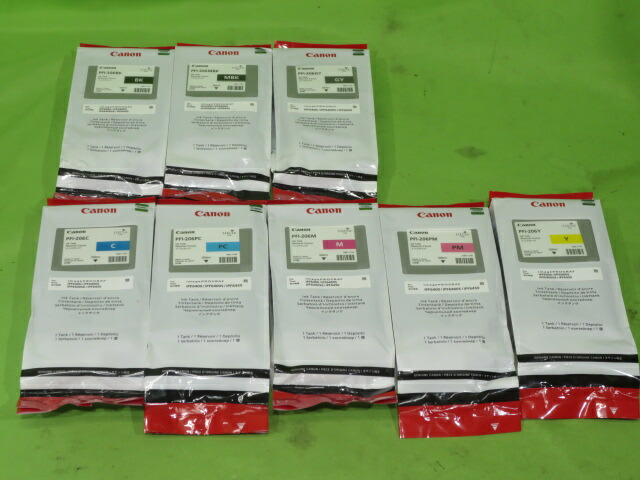 【純正/期限切れ】Canon PFI-206 インクタンク 300ml BK/MBK/GY/C/PC/M/PM//Y 8色セット ※保証外 ◇iPF6400 / iPF6450 / iPF6400SE / iPF6400S 用 大判プリンターimagePROGRAF用 [B15130]