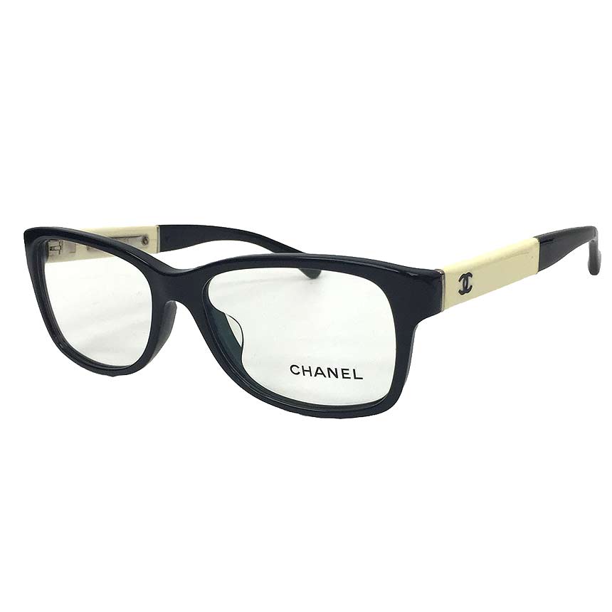 美品 CHANEL メガネ 伊達 2204 C134 ゴールド ロゴ レザー CHANEL シャネル ロゴ オーバル シェイプ Glasses メガネ CH2209