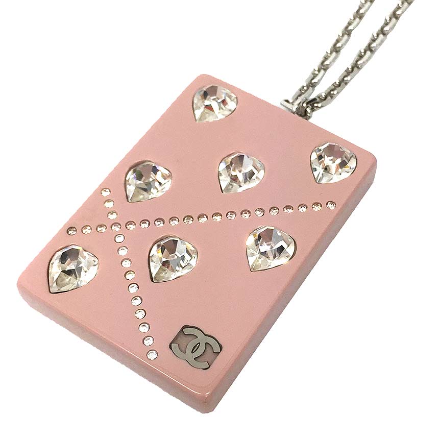 CHANEL　シャネル　プレート　ネックレス　ハート　ピンク　プラ【中古】シャネル　アクセサリー aq11857
