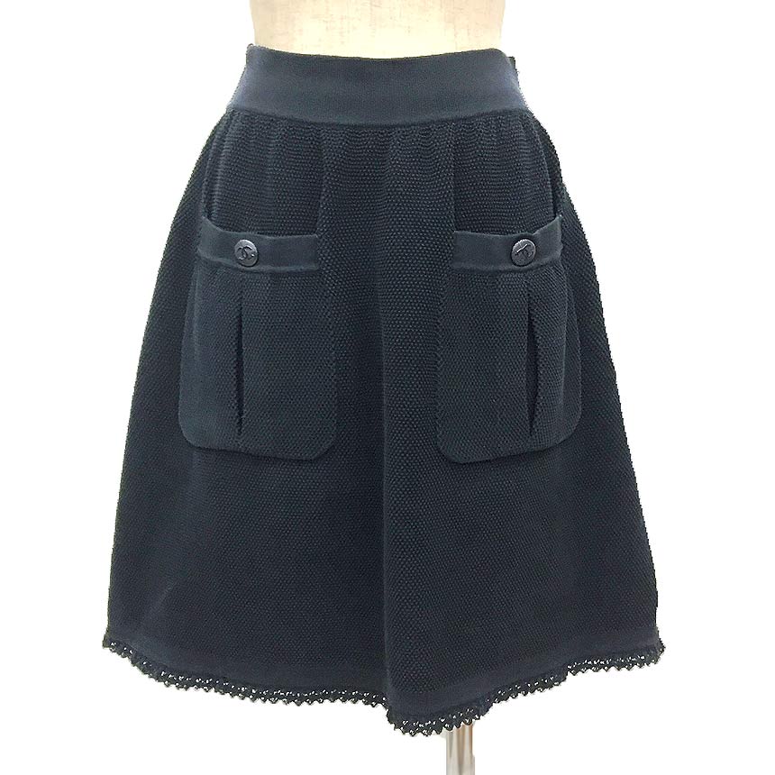 シャネル ココマーク コットンシルクスカート シャネル ココマーク P43 シルク×コットン ニットスカート 34