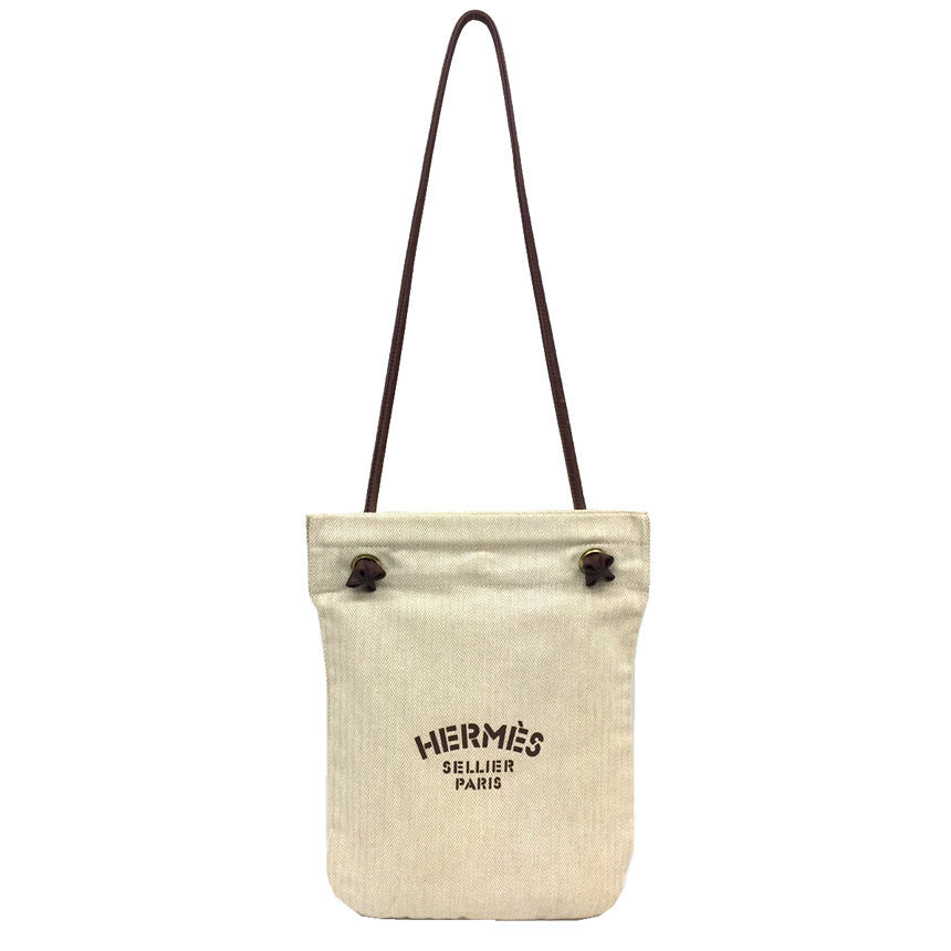 HERMES エルメス アリーヌPM ショルダーバッグ 綿織物御徒面子 帆布 ヴィンテージ【中古】エルメス うしろ側 aq11312