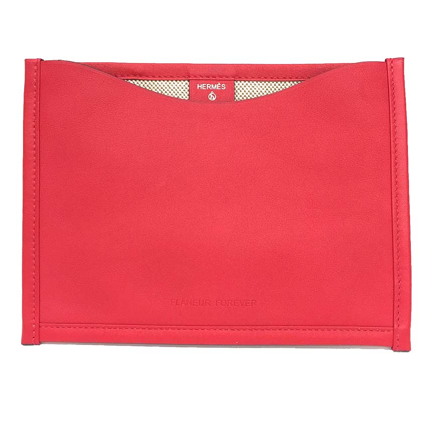 セール　全国送料無料　エルメス　HERMES　プティアッシュ　ポーチ フラットポーチ 小物入れ パスケース　マルチケースカードケース　レザー スイフト キャンバス トワルアッシュ フランボワーズ Flaneur Forever　【美品】【新同】エルメス　バッグ　aq8476｜ブランド＆着物館アクアン京や