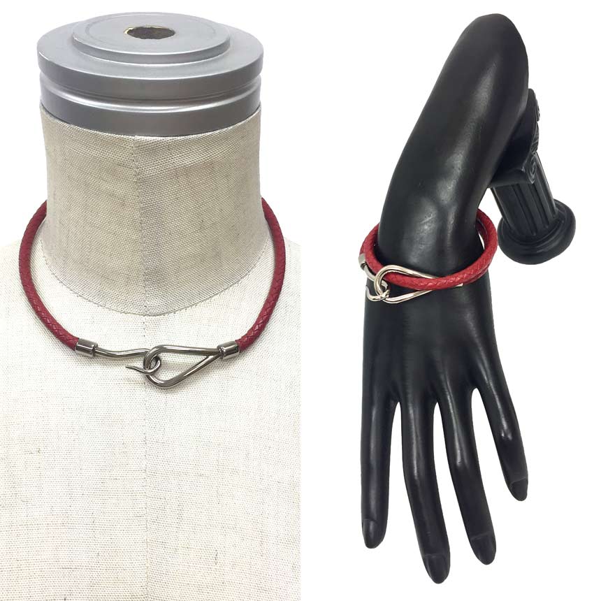 エルメス HERMES ジャンボ 編みこみレザー トレッセ チョーカー