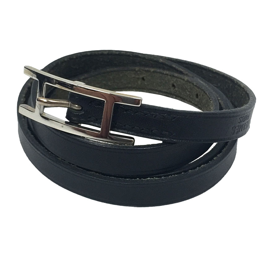 HERMES エルメス アピ3 ブレスレット チョーカー レザー ブラック 黒 HERMES エルメス ブレスレット アピ3 チョーカー □E刻印 黒