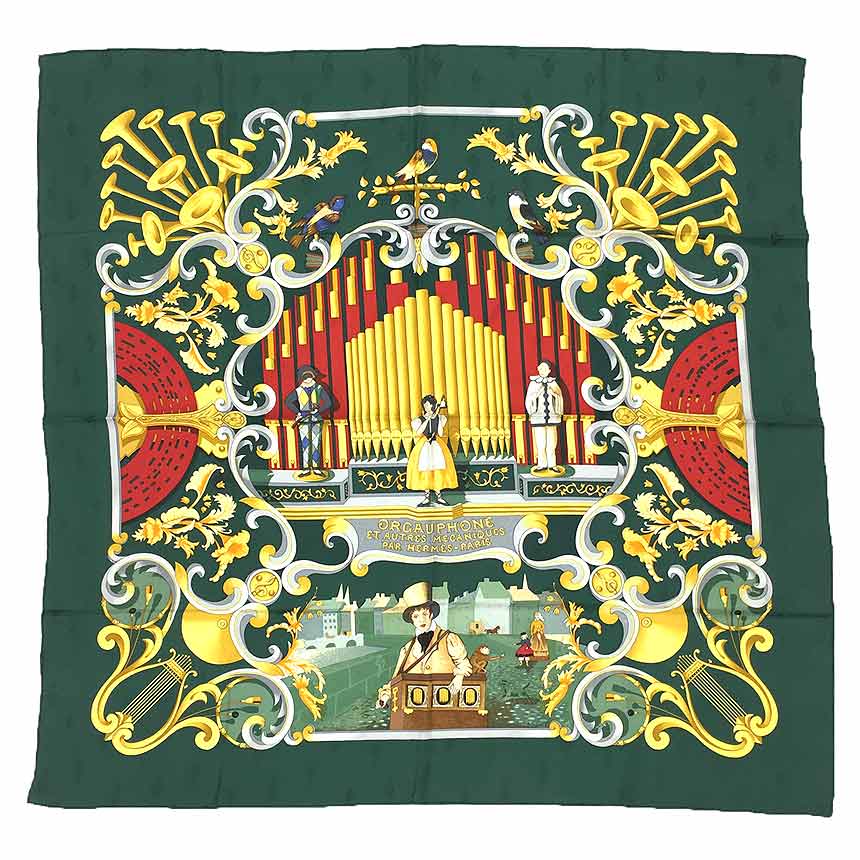 楽天市場】【エルメス】Hermes カレ90 シルクスカーフ La Musique des