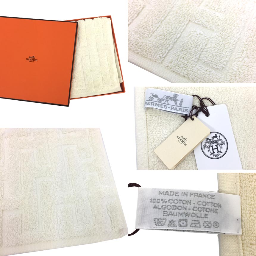 【新品未使用箱•紙袋付き】エルメス　ハンドタオル HERMES エルメス タオル ハンカチ プレゼント 名入れ 刺繍 高級