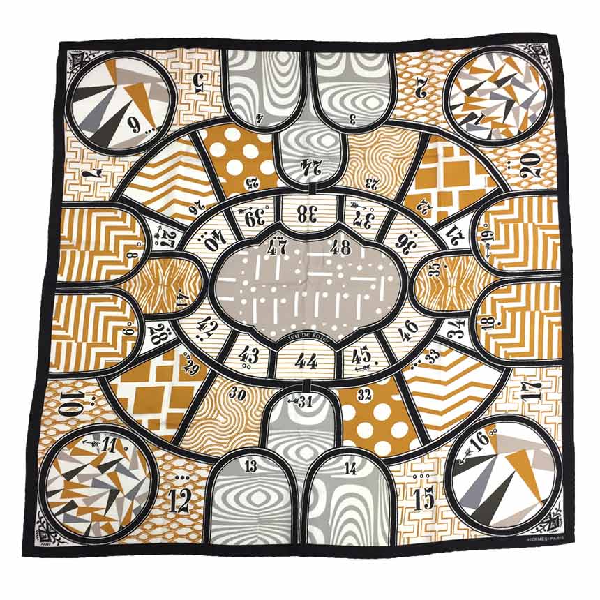 HERMÈS エルメス スカーフ　カレ90 Jeu de Soie HERMES エルメス CARRE 90 カレ 90 soleil de soie シルクの太陽
