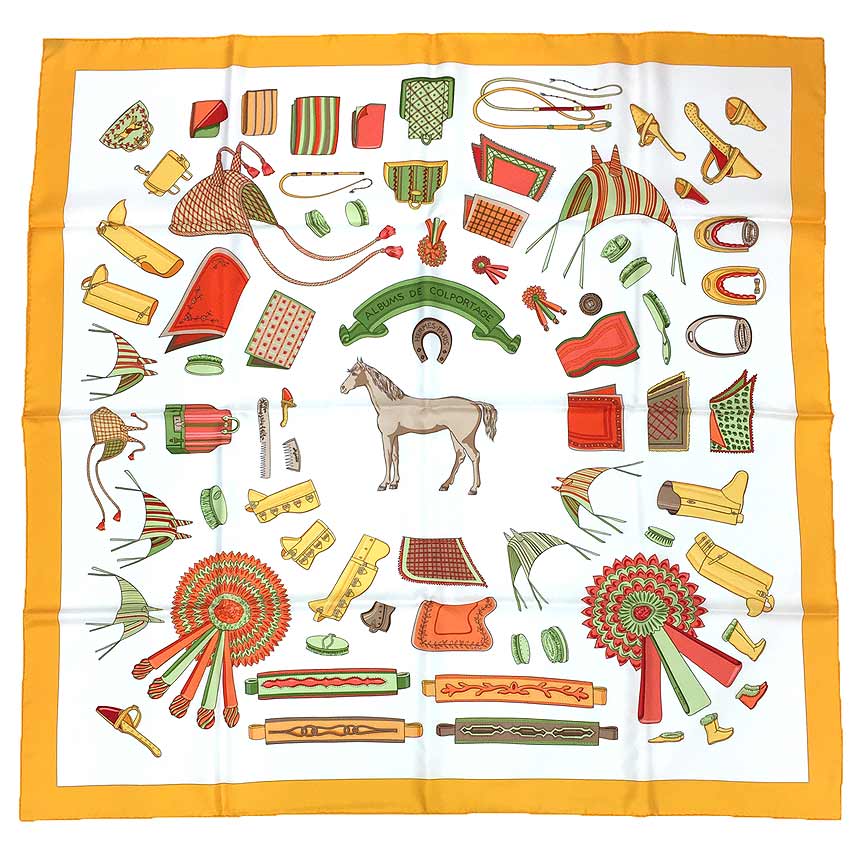 （エルメス)カレ90《ALBUMS DE COLPORTAGE(本の行商》スカーフ 楽天市場】レア物！希少品！HERMES エルメス カレ90 スカーフ