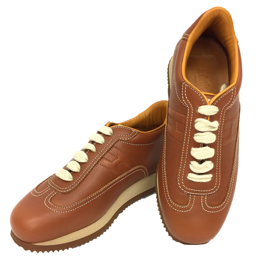 HERMES　エルメス　レザー　スニーカー　38　クイック　黒　aq10552 HERMESエルメスレザースニーカー38クイック黒aq10552