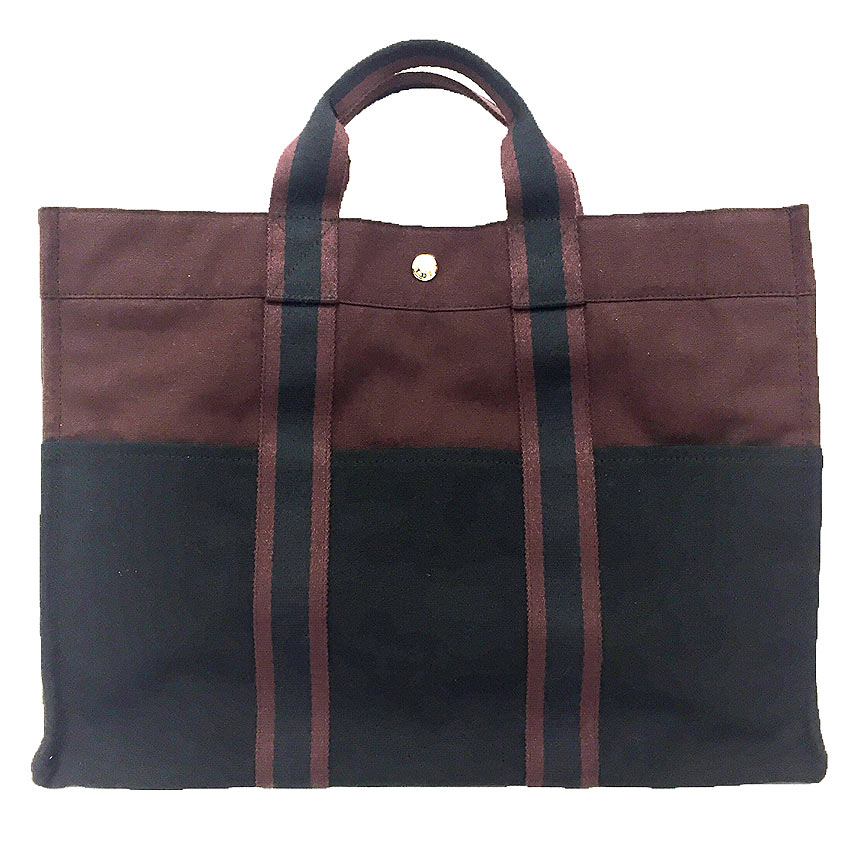 HERMES　エルメス　フールトゥMM　トートバッグ　ハンドトート　ボルドー×ブラック【中古】エルメス　バック aq11930