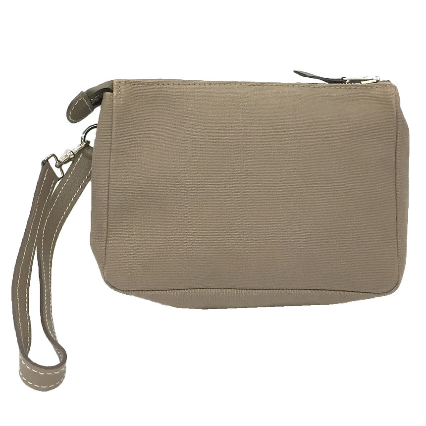 エルメス HERMES ポーチ リストレットポーチ キャンバス×レザー エトープ【中古】エルメス　ポーチ aq11310