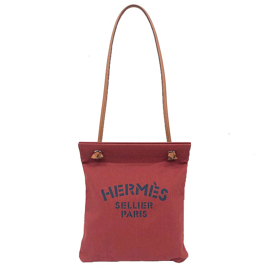 HERMES エルメス サック アリーヌ MM ショルダーバッグ Y刻印 トワルシェブロン キャンバス レッド系【新古品】【美品】【中古】エルメス　バック aq12293｜ブランド＆着物館アクアン京や