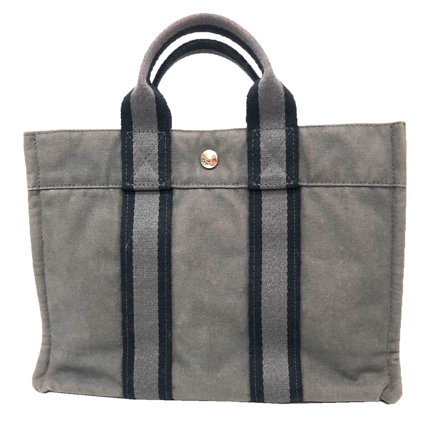 HERMES　エルメス　フールトゥPM　トートバッグ　ハンドトート　グレー　キャンバス【中古】エルメス　バック aq12610