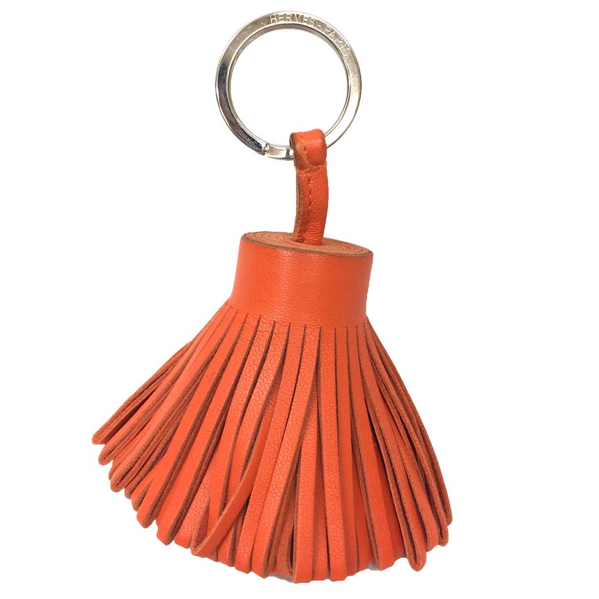 エルメス カルメン キーホルダー フリンジ レッド レザー HERMES エルメス キーリング Carmen カルメン レディース