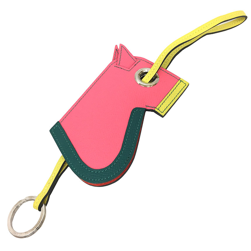 エルメス HERMES   Camail Key Ring カマイユ 惹きつける キーホルダー 足懸かり輪っか ローズアザレ×マラカイト×菩提樹【新古品】【美品】【中古】HERMES 札入れ小物 aq11002