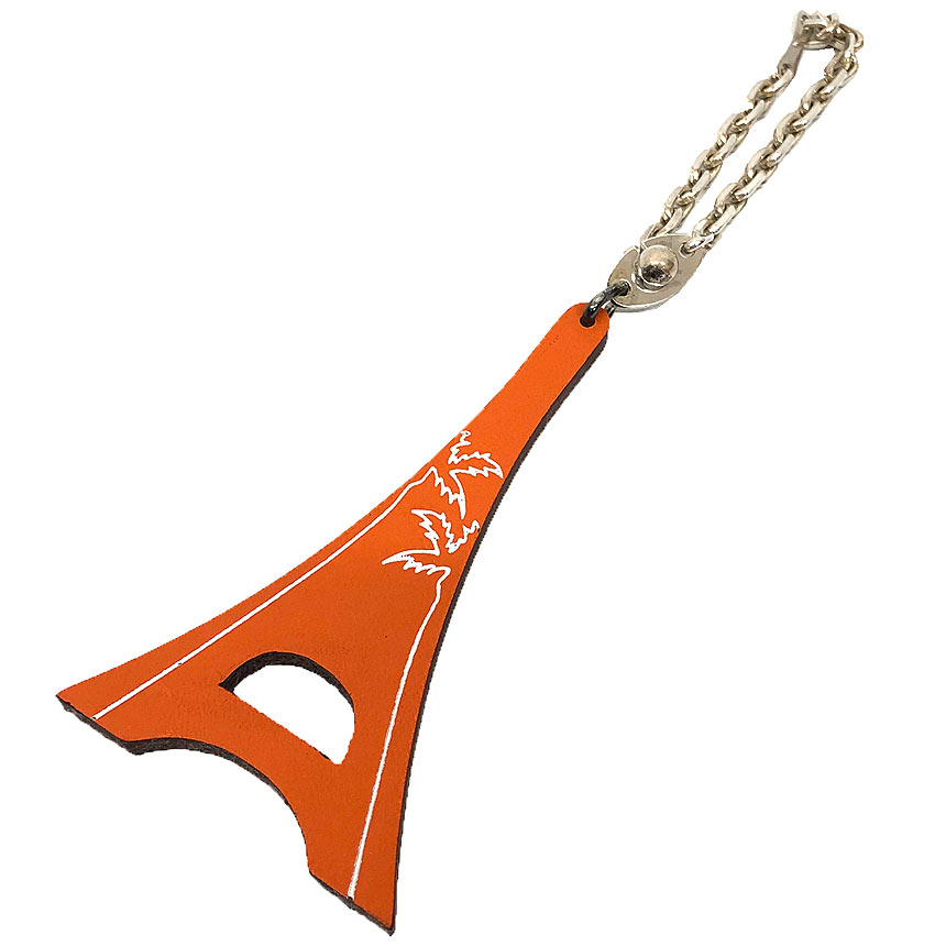 エルメス HERMES 2006年 ハワイワールドフェスティバル 限定 エッフェル塔チャーム キーチャーム キーチェーン バッグチャーム レザー オレンジ【美品】【中古】HERMES　財布小物　aq12347