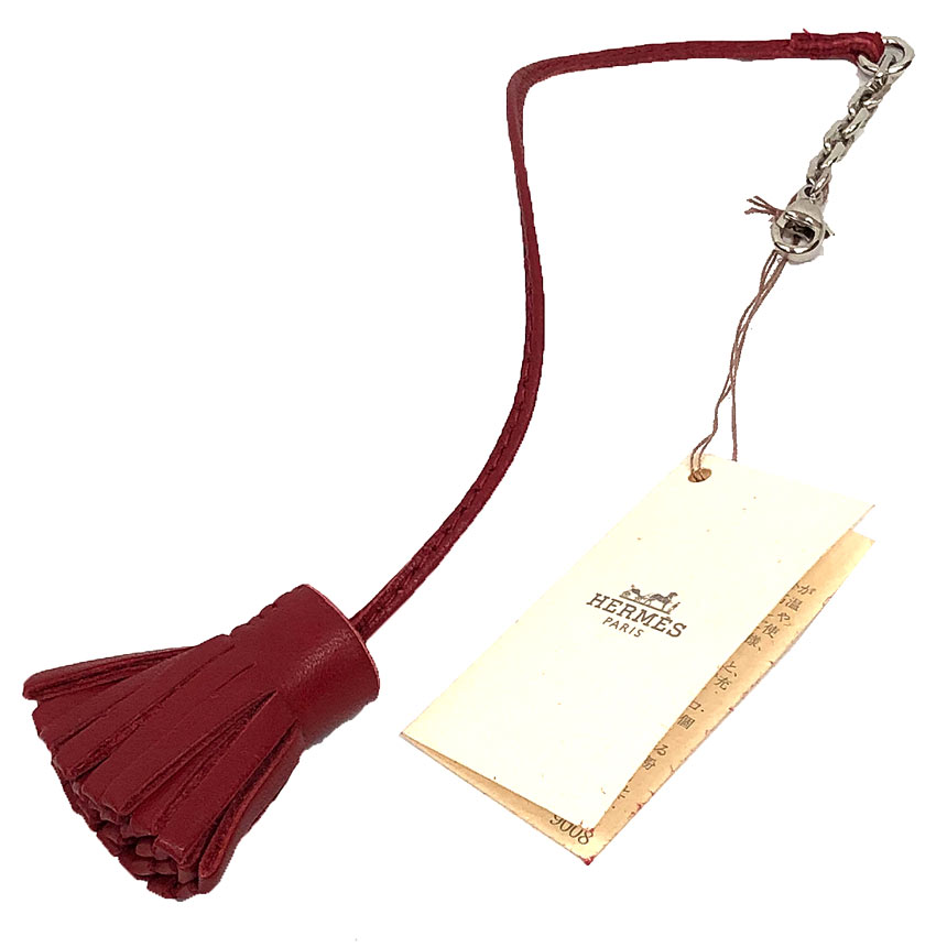 エルメス HERMES カルメン チータ ポンポン 20 CARMENCITA POMPOM 20 アニューミロ シルバー金具 レッド ブックマーク しおり キーホルダー バッグチャーム【未使用】【新古品】【中古】aq12707