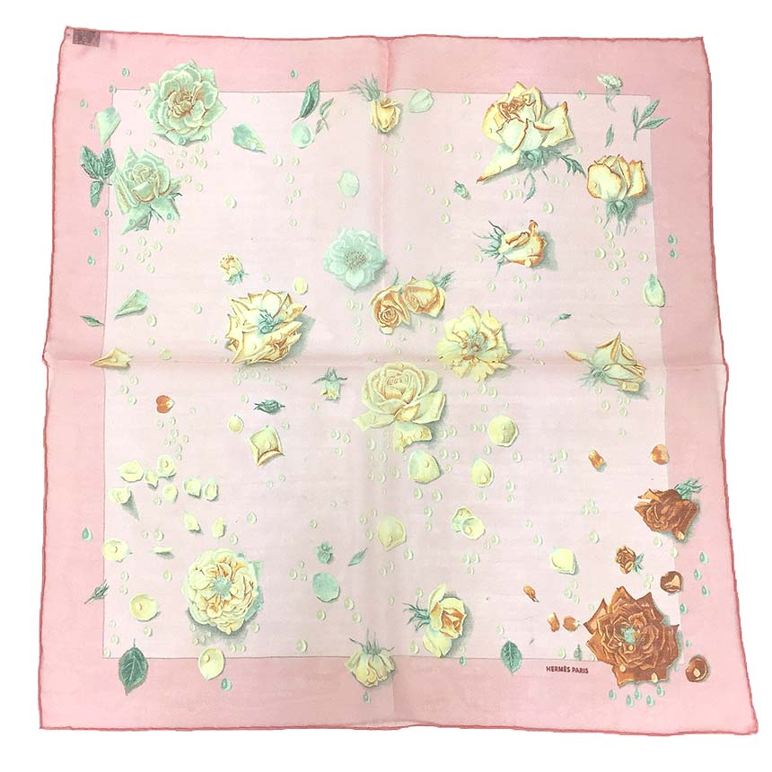 ★HERMES 大判 スカーフ カレ140 la rosee 薔薇の雫 花柄 55246f-4_c.jpg