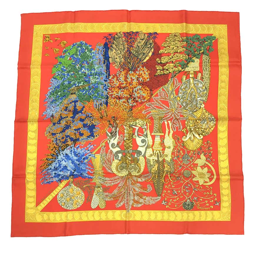 ♡希少♡ HERMES エルメスカレ90 故郷に帰る シルク100％スカーフ 未使用級 HERMES エルメス カレ90 RE TOUR A LA TERRE 故郷に