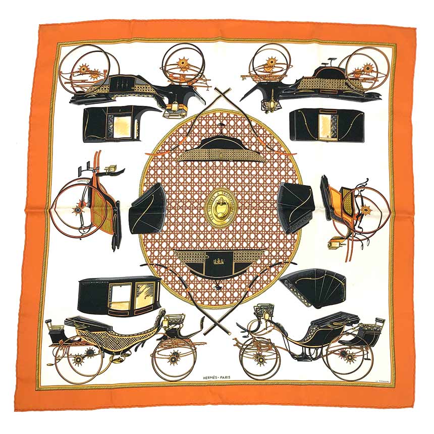 楽天市場】HERMES エルメス カレ90 スカーフ Les Voitures