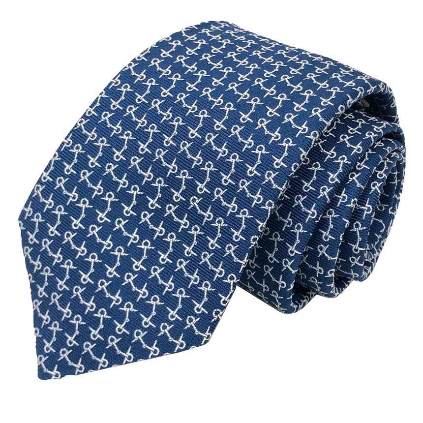エルメス　HERMES ネクタイ　MORS A AIGUILLES　H339338T 03　ネイビー　モール柄　馬具　保存箱付　メンズ　男性【未使用】【新品】【中古】エルメス　メンズ　小物　aq12594